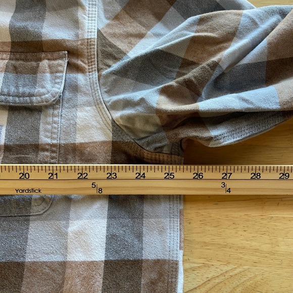 Carhartt Flannel Shirt Mens XL Loose Fit 100% Cotton Soft Warm Tan Gray Plaid - Picture 7 of 10